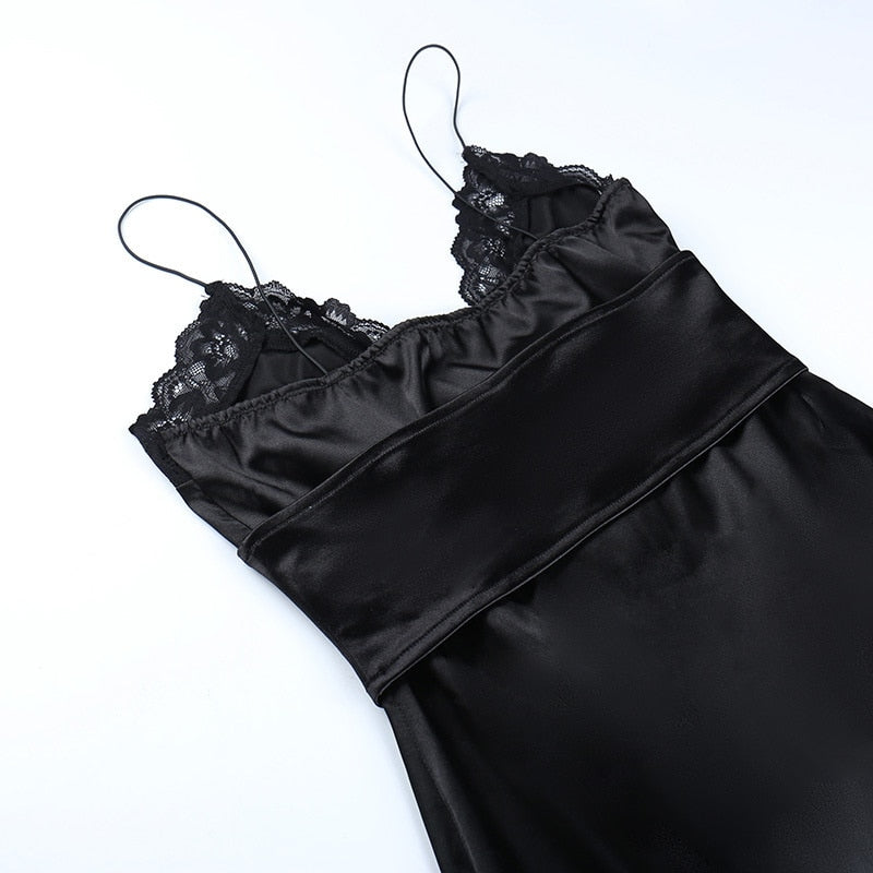 Scarlet Lace Satin Mini Dress - View 7