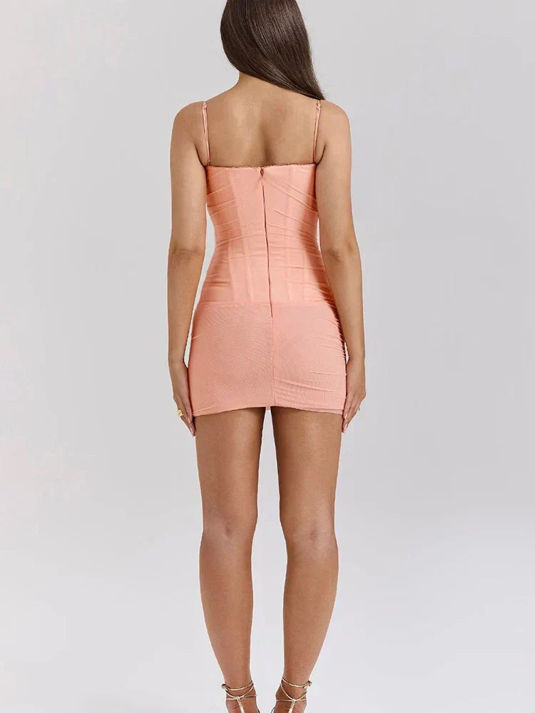 Sweetheart Spaghetti Strap Lace Trim Bustier Bodycon Mini Dress - View 4