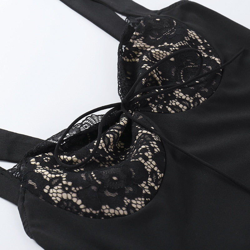 Love At First Sight Lace Satin Mini Dress - View 14