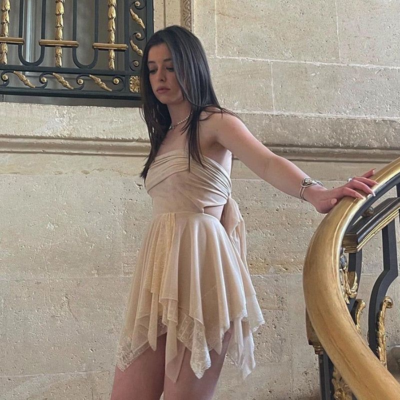 Sugar Sheer Mesh Open Back Mini Dress - View 7