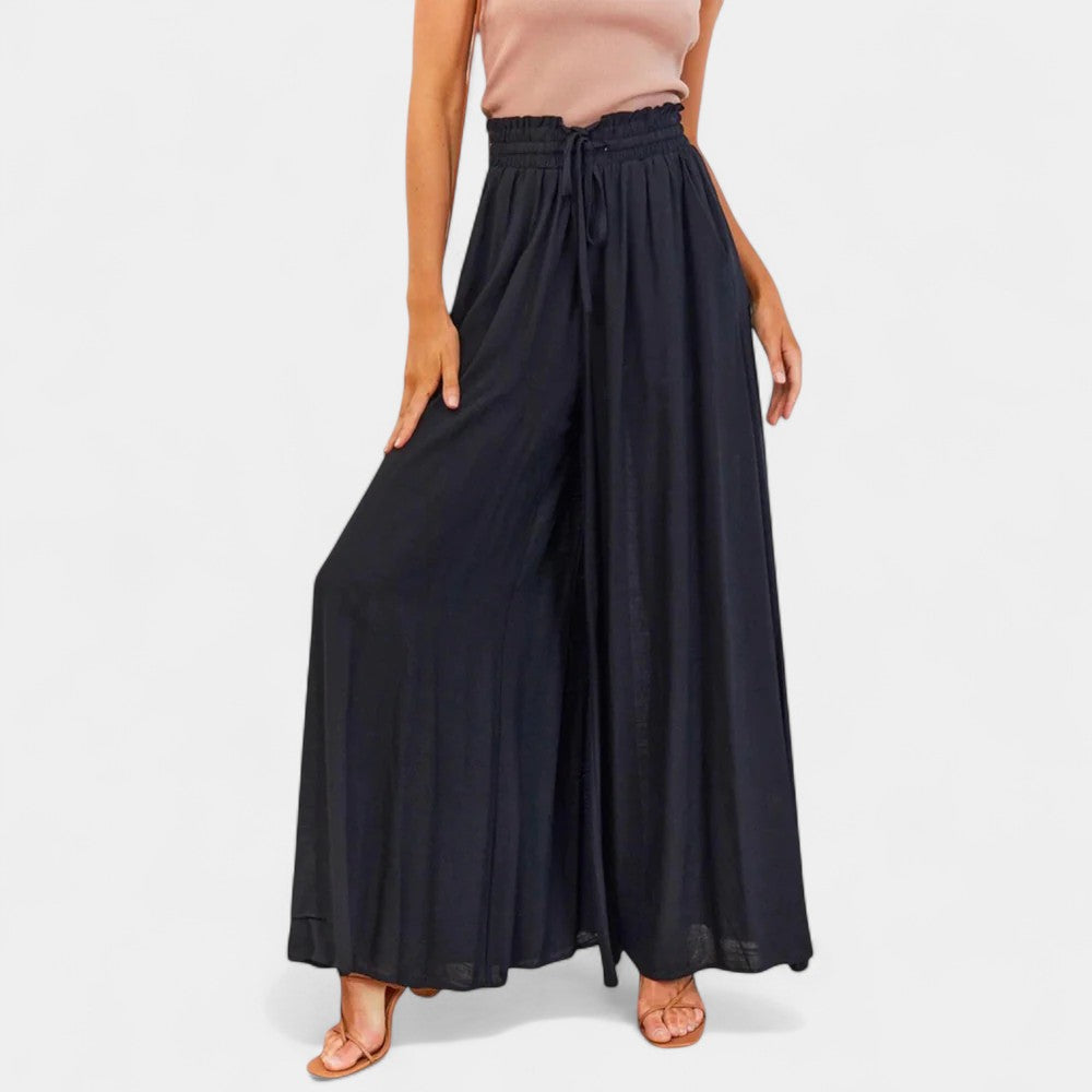 High Waist Drawstring Wide Leg Palazzo Pants 2