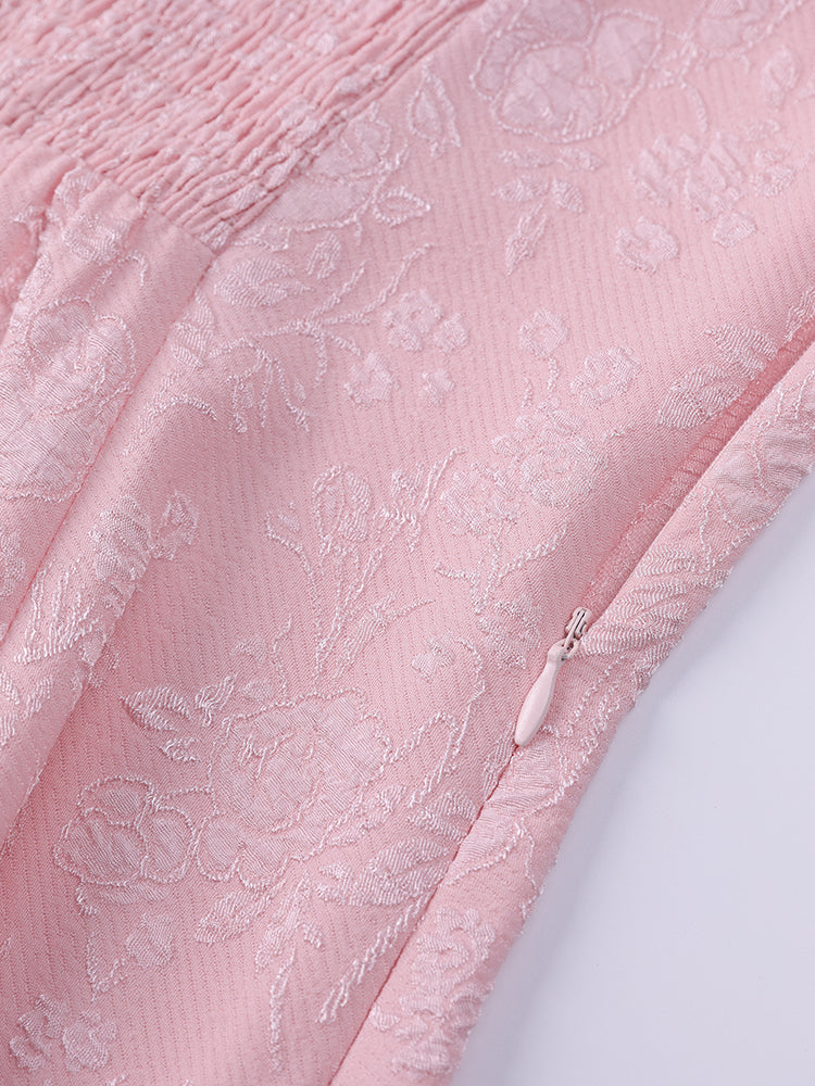Square Neck Puff Sleeve Textured A-Line Midi Dress 7