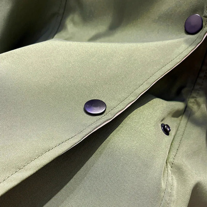 Contrast Collar Button Front Drawstring Windbreaker Jacket 10
