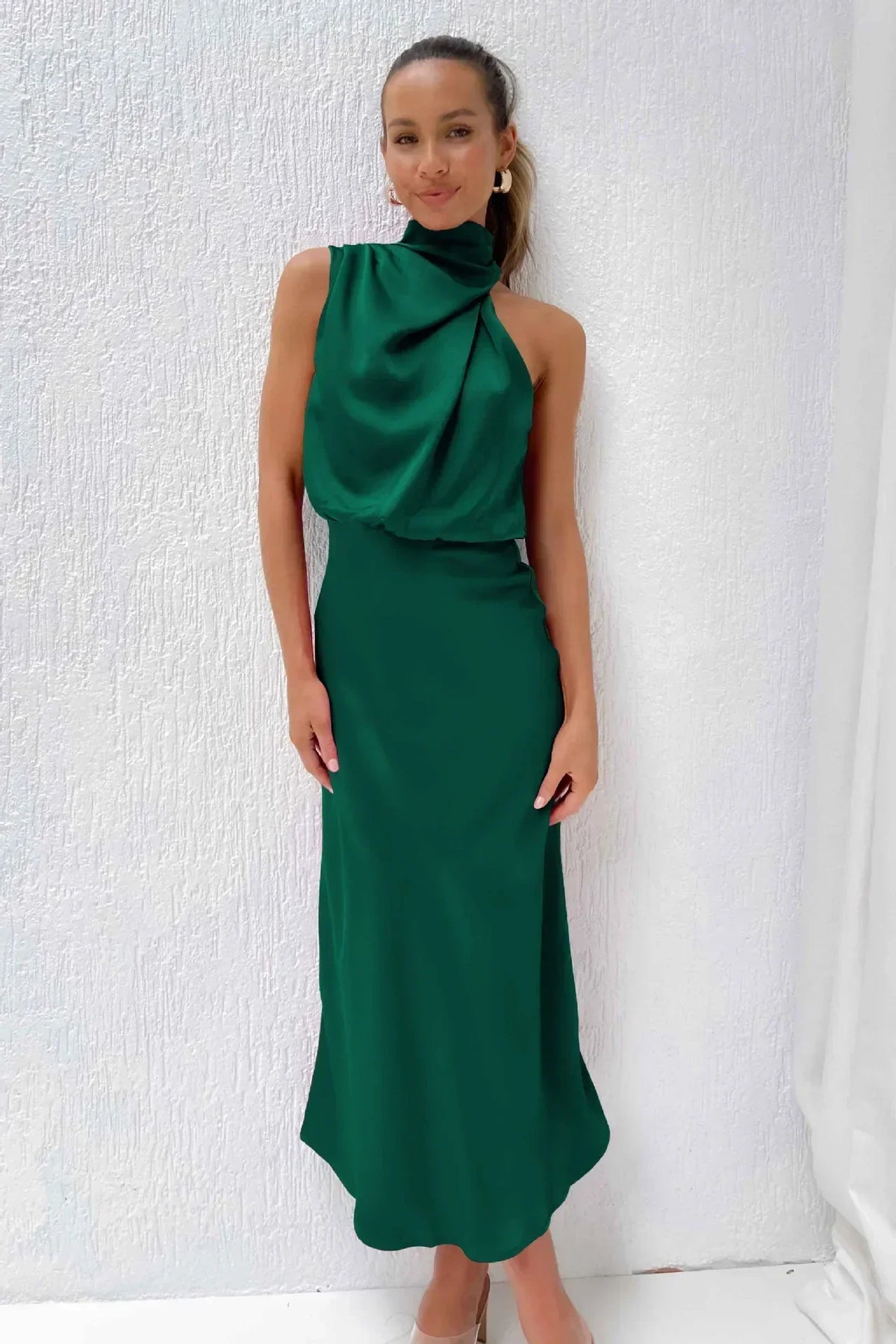 Organza Strapless Puff Sleeve Fit and Flare Midi Dress - View 7