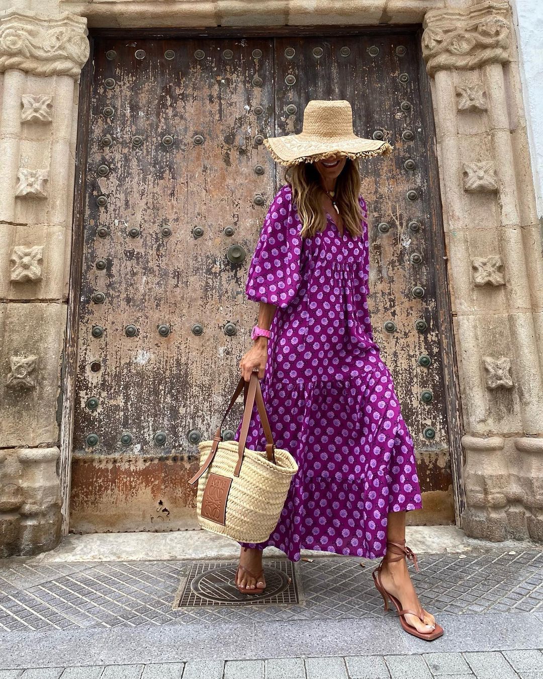 V-Neck Tie Neck Balloon Sleeve Tiered Maxi Dress - View 7