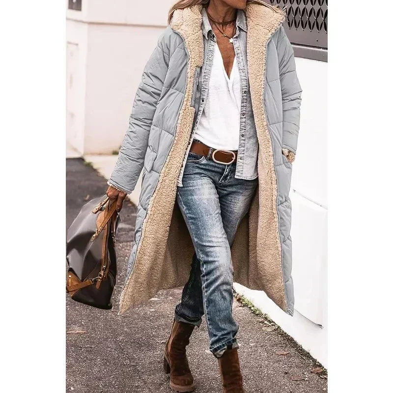 Hooded Sherpa Lined Longline Quilted Coat 5