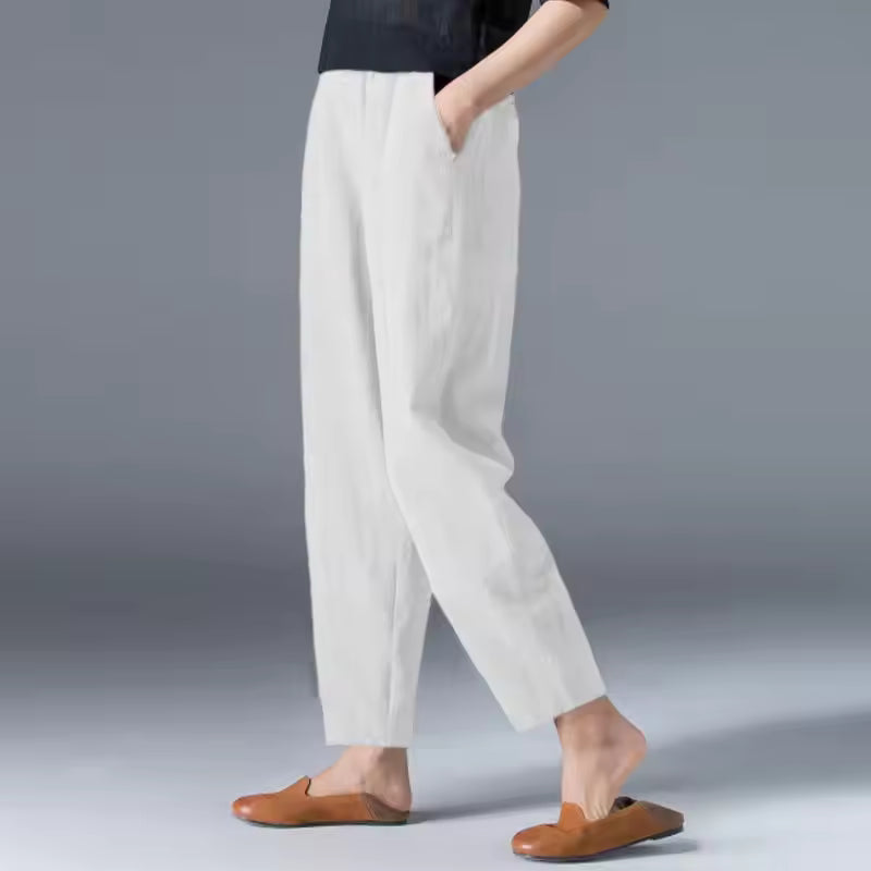 High Waist Tapered Leg Pull On Pants 7