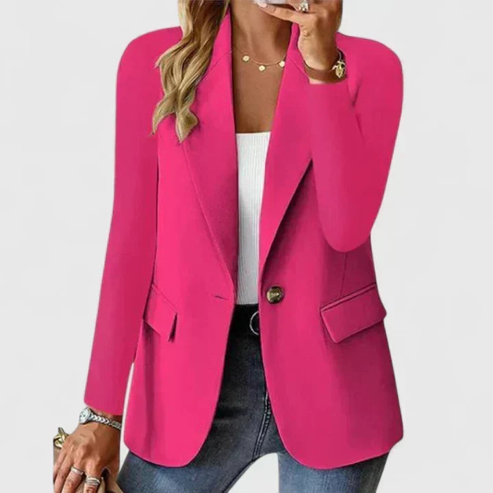 Notch Lapel Single Button Long Sleeve Blazer
