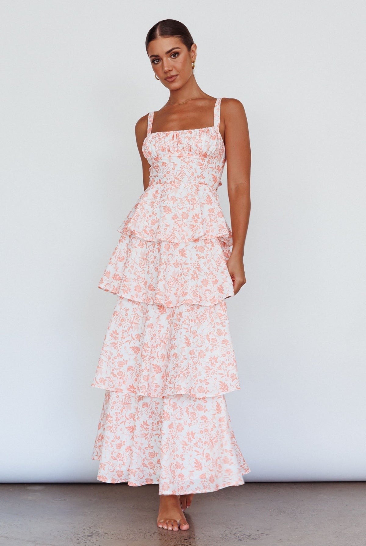 Floral Tie Back Tiered Maxi Dress 3