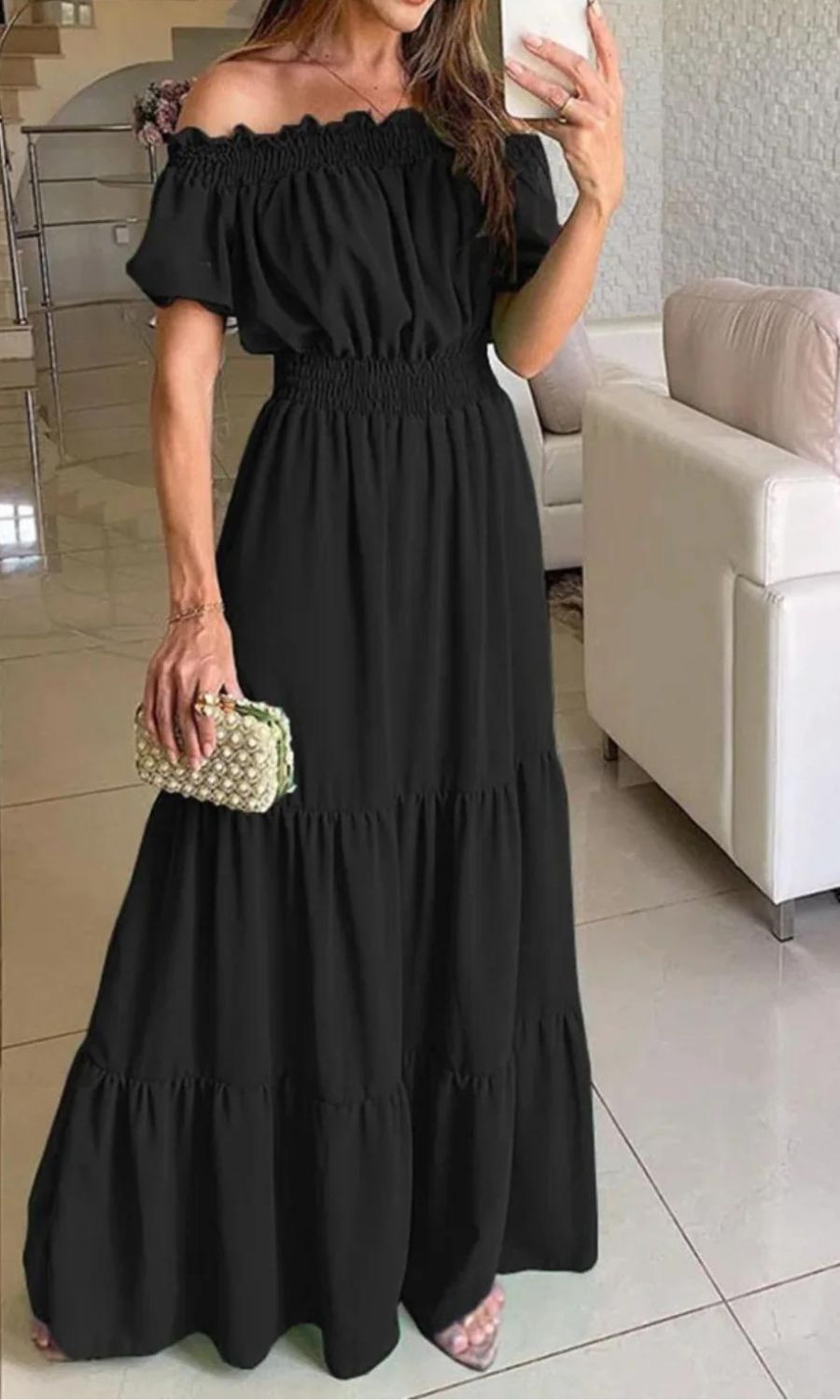 Ribbed V-Neck Short Sleeve Summer Midi Dress - View 4