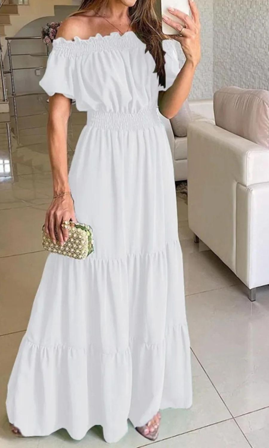 Ribbed V-Neck Short Sleeve Summer Midi Dress - View 8