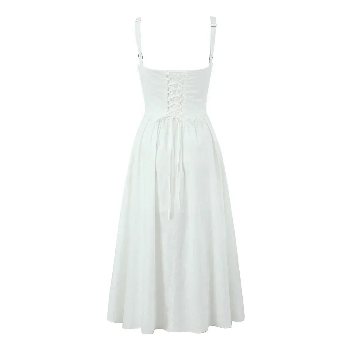 Corset Sweetheart Neck Spaghetti Strap High Split Midi Dress - View 5