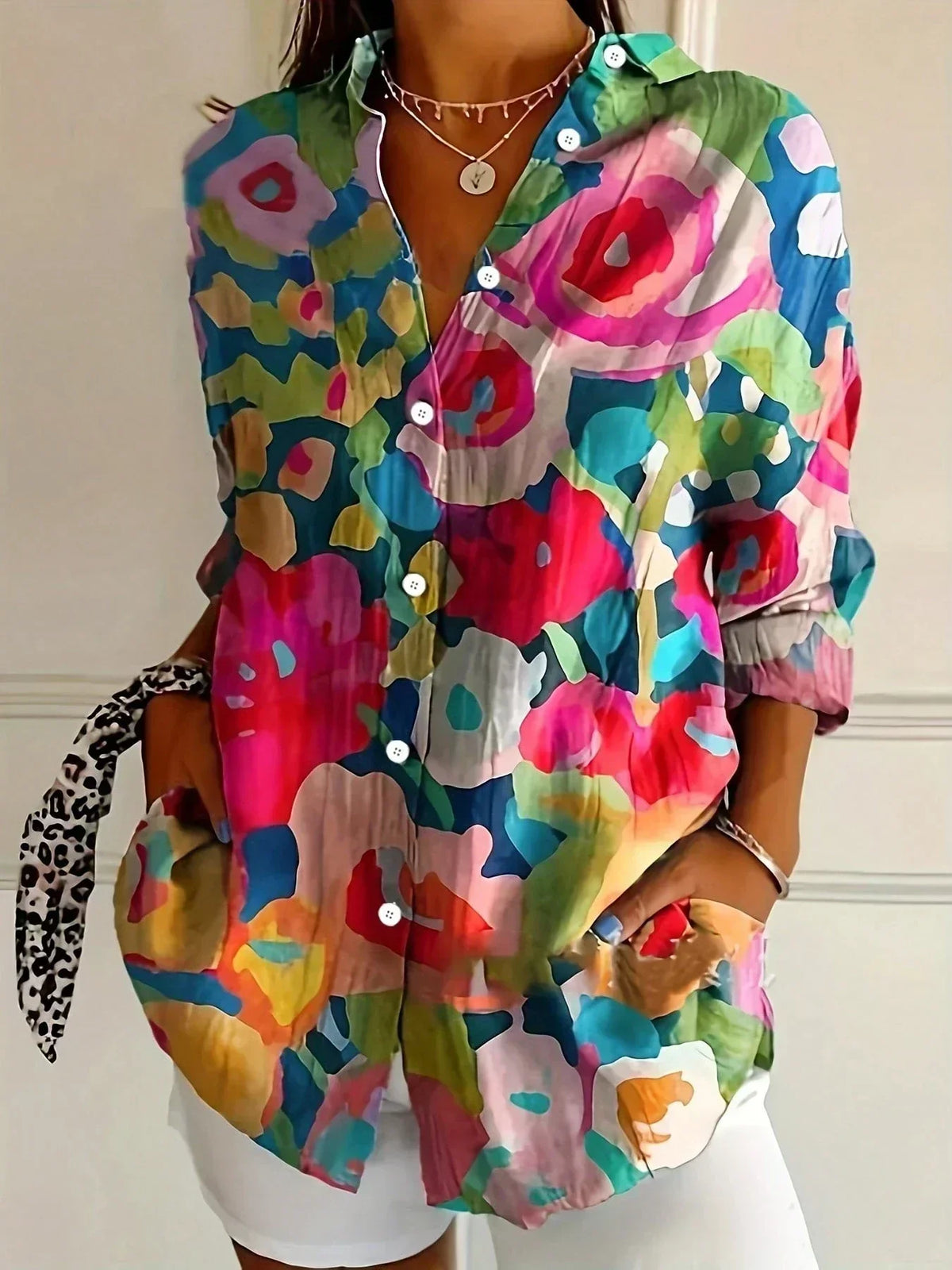 Floral Print Long Sleeve Button Up Shirt 7