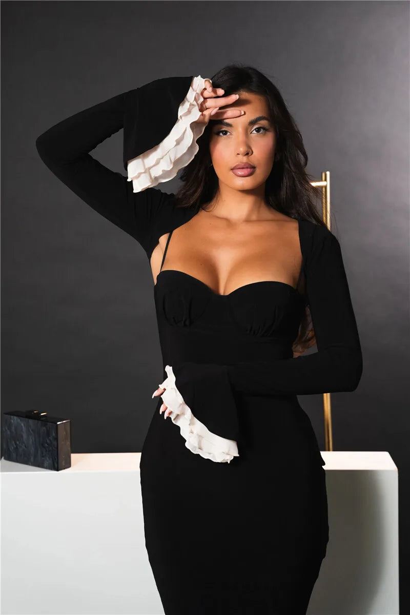 Sweetheart Spaghetti Strap Ruffle Trim Mermaid Midi Two-Piece Set - View 11