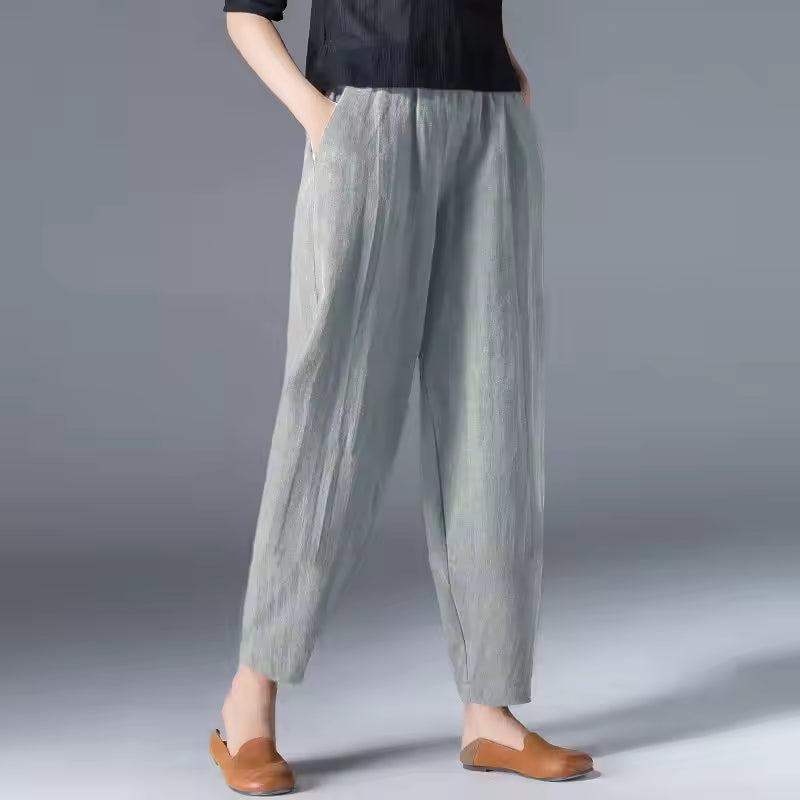 High Waist Tapered Leg Pull On Pants 11