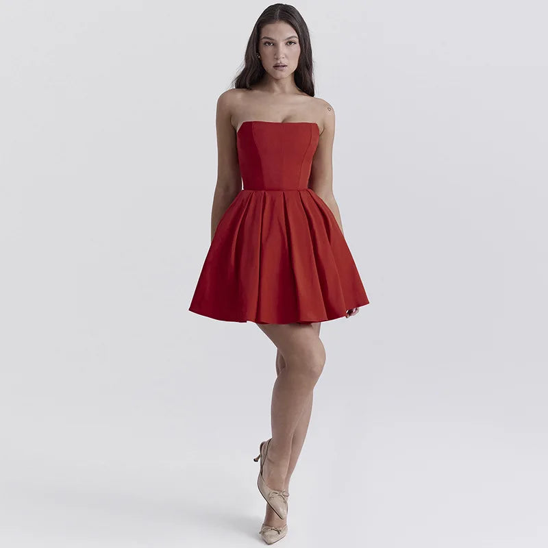 Strapless Corset Pleated A-Line Mini Dress - View 3