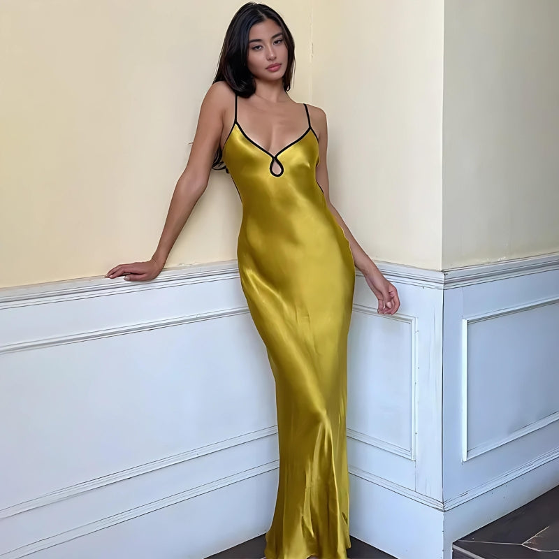 Satin Backless Maxi Dress - View 3