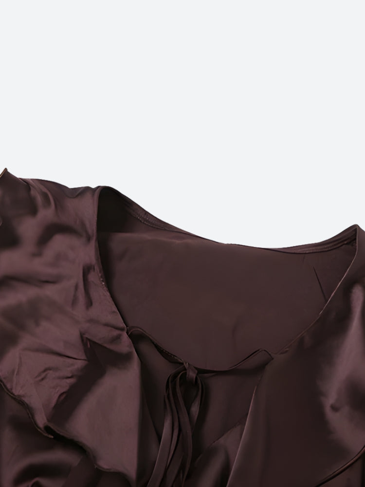 Satin Ruffled Mini Dress - View 5