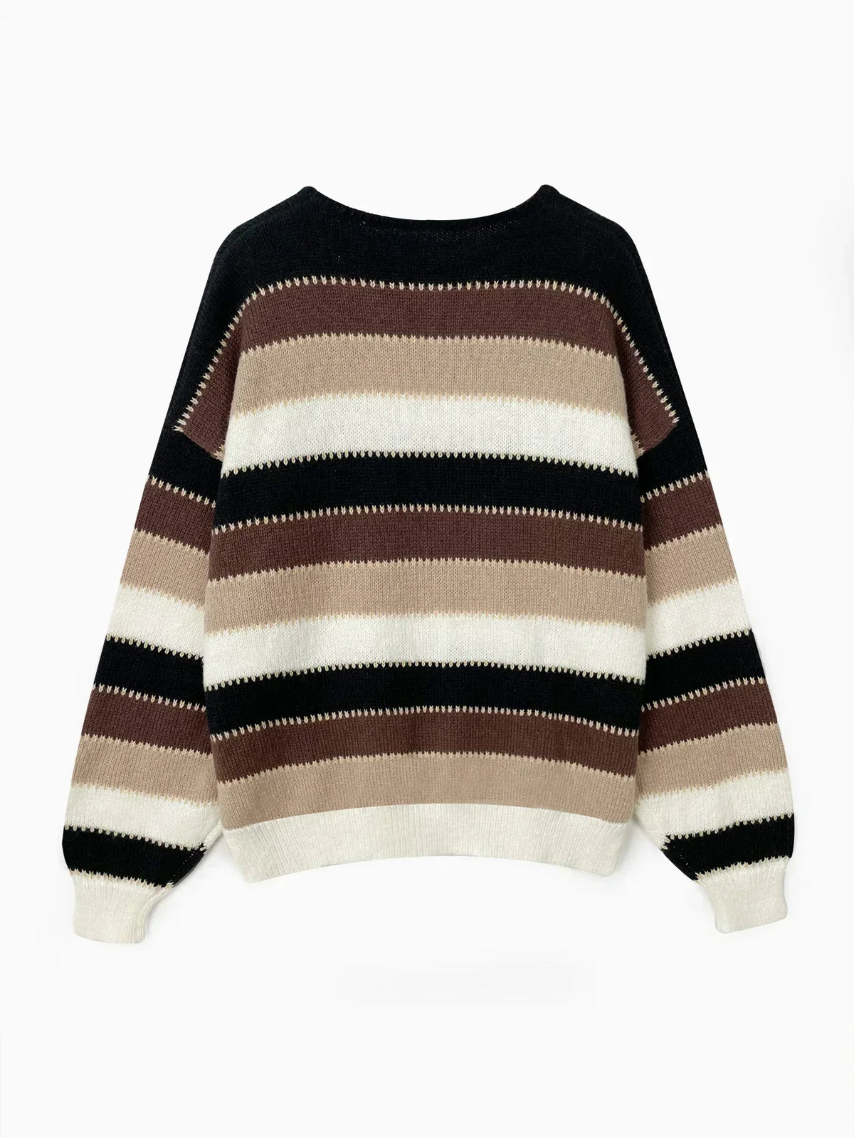 Crew Neck Striped Drop Shoulder Sweater 2
