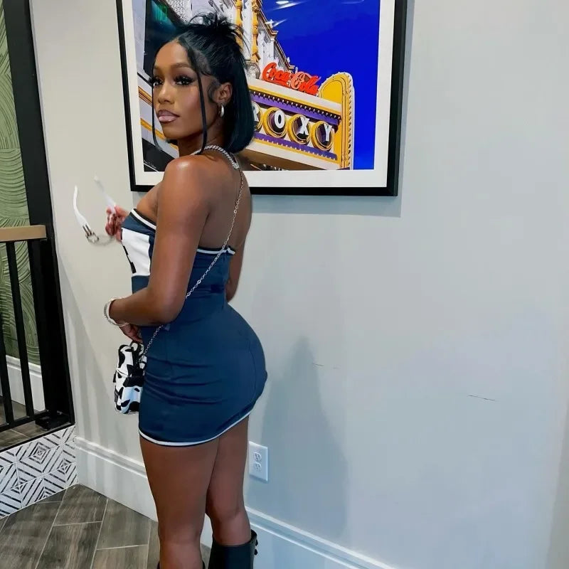 Letter Print Strapless Bodycon Mini Tube Dress - View 5