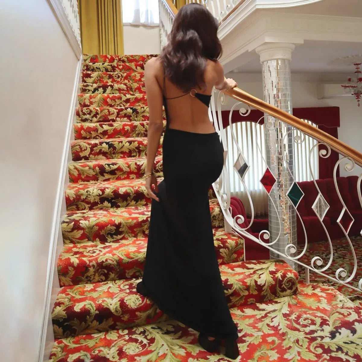 Cut Out Bandage Backless Maxi Dress - View 4