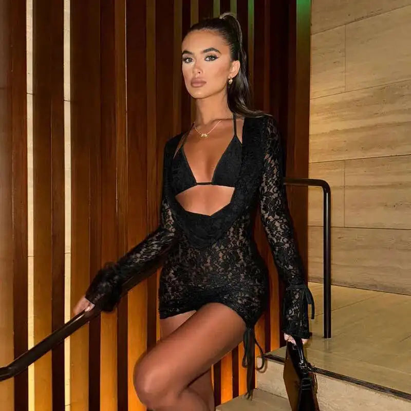 Strapless Lace Backless Party Mini Dress - View 4