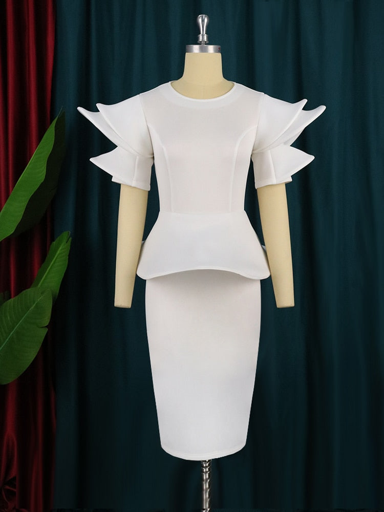 Brief Large With Ruffles Peplum - And Gown White Detail