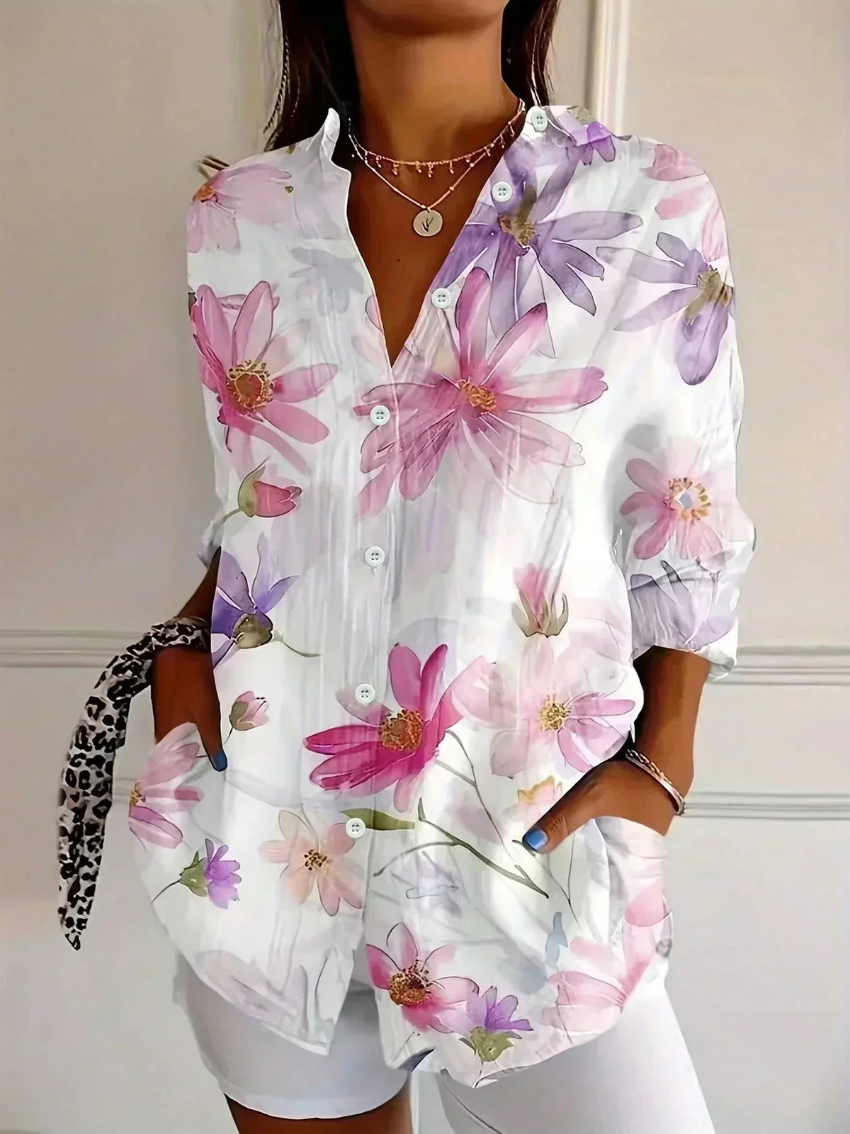 Floral Print Long Sleeve Button Up Shirt 6