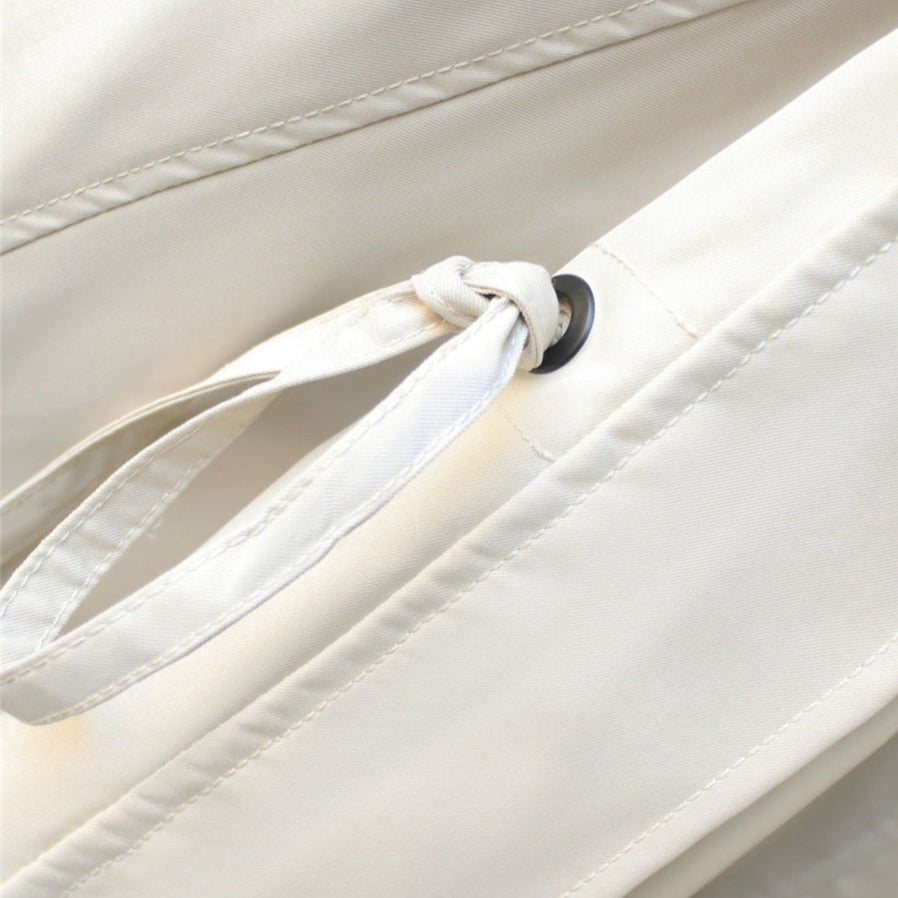 Contrast Collar Button Front Drawstring Windbreaker Jacket 8