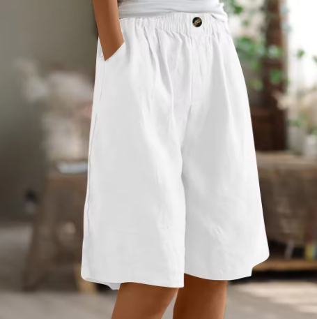 High Waist Wide Leg Knee Length Shorts 11