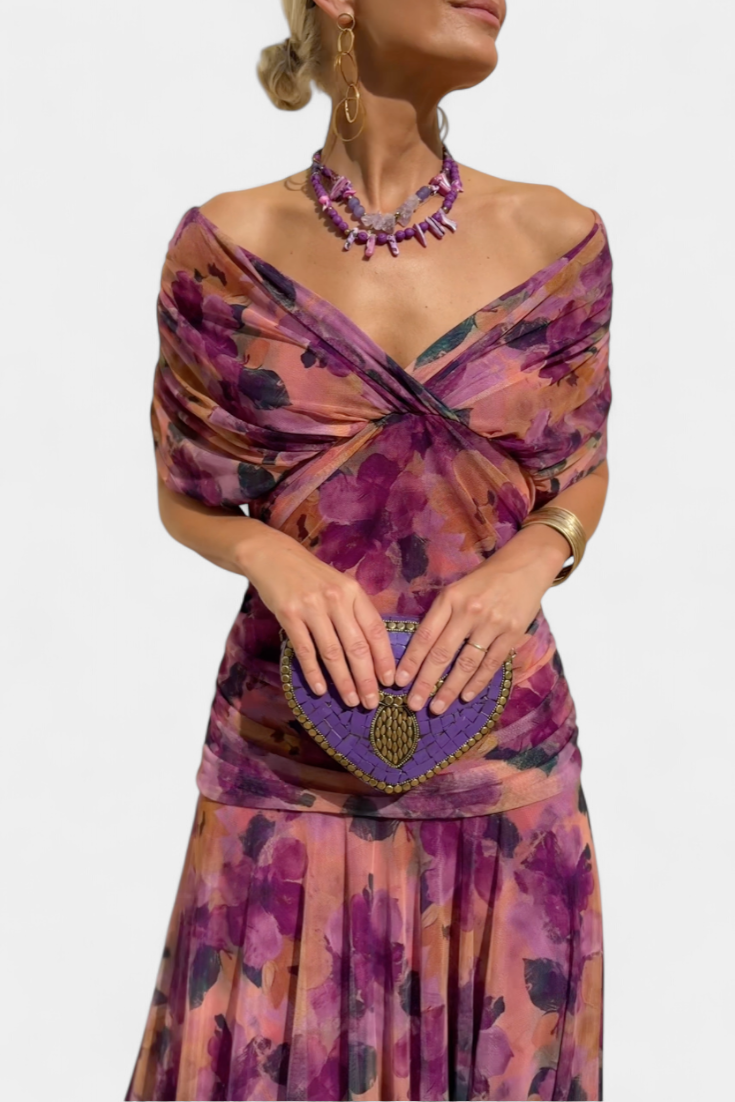 Floral Print V-Neck Long Sleeve Midi Dress 7