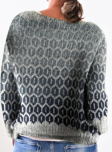 Boat Neck Raglan Sleeve Honeycomb Knit Sweater 2