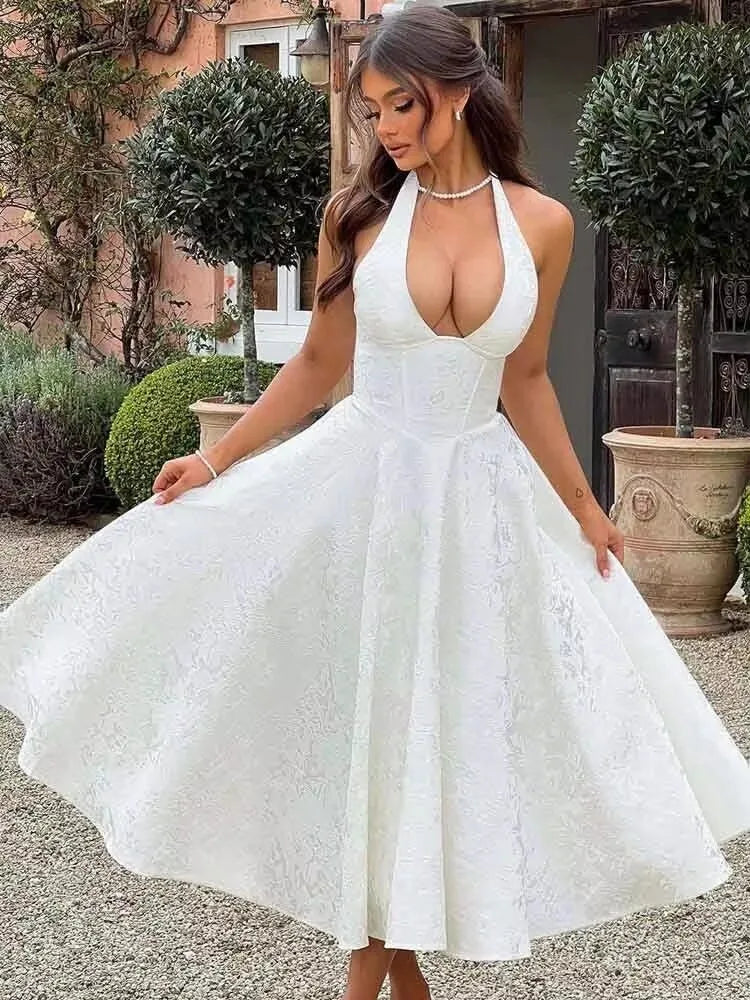 Jacquard Bow Strapless Backless Mini Dress - View 7