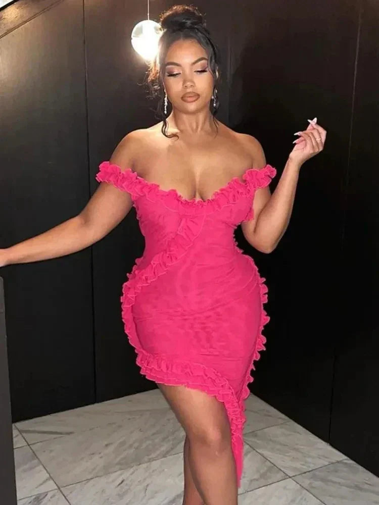 Ruffles Mesh Sleeveless Backless Party Dress - View 5