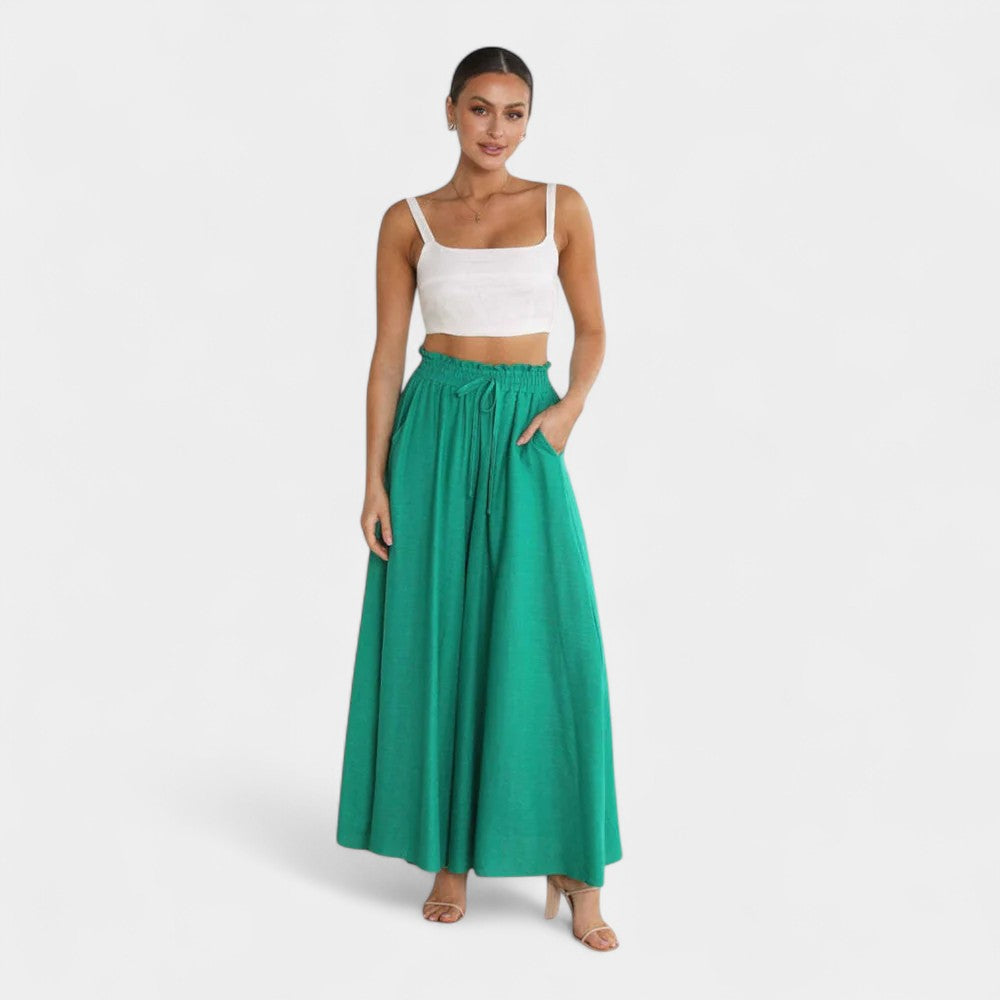 High Waist Drawstring Wide Leg Palazzo Pants 4