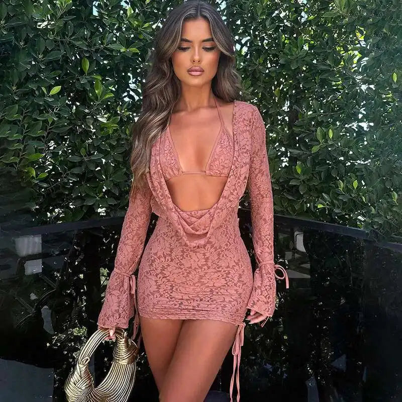 Strapless Lace Backless Party Mini Dress - View 5