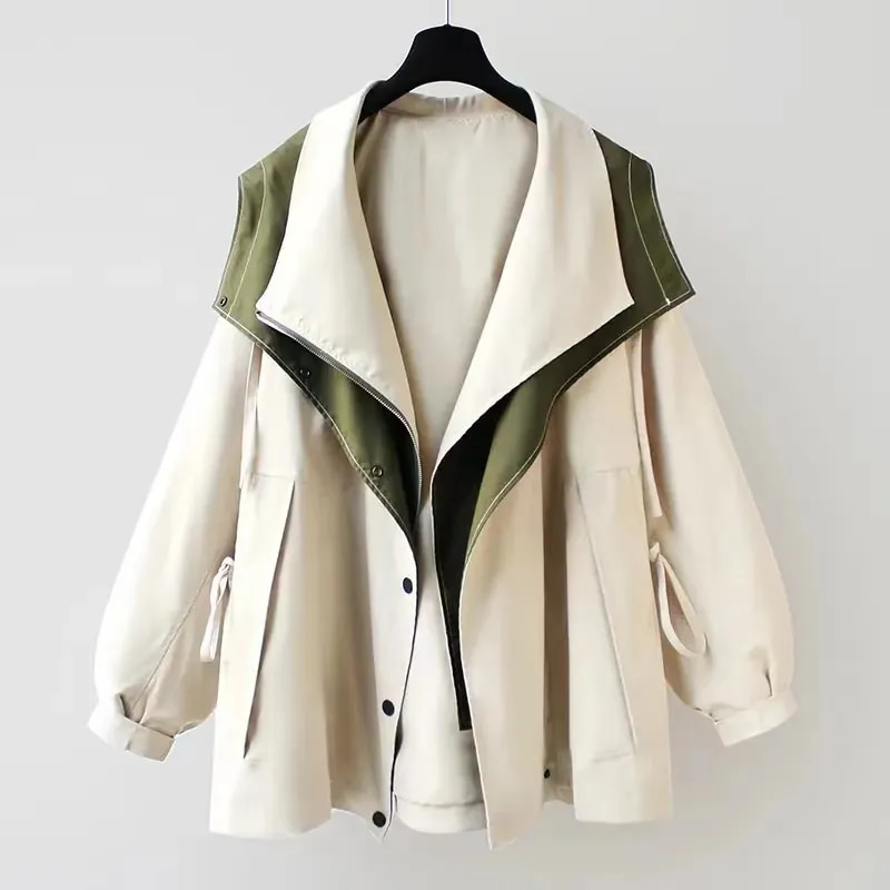 Contrast Oversized Lapel Button Front Utility Jacket 14