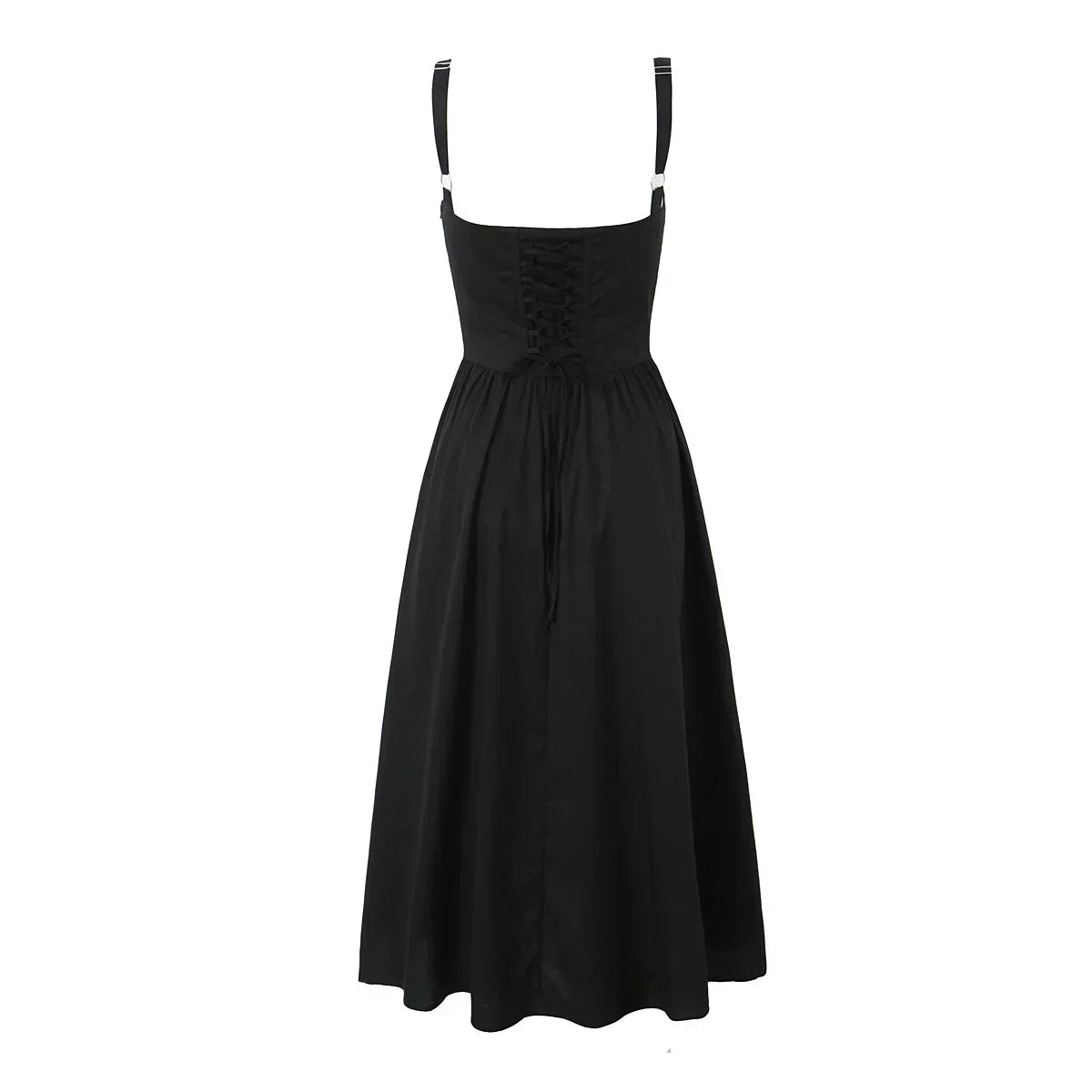 Corset Sweetheart Neck Spaghetti Strap High Split Midi Dress - View 15
