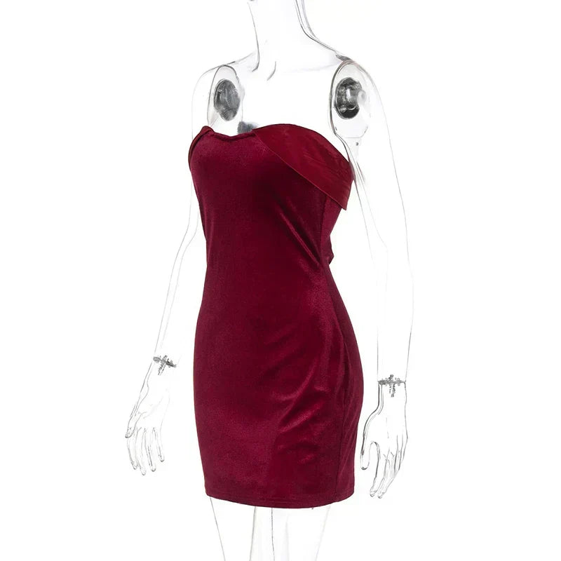 Velvet Off - shoulder Strapless Mini Dress - View 14