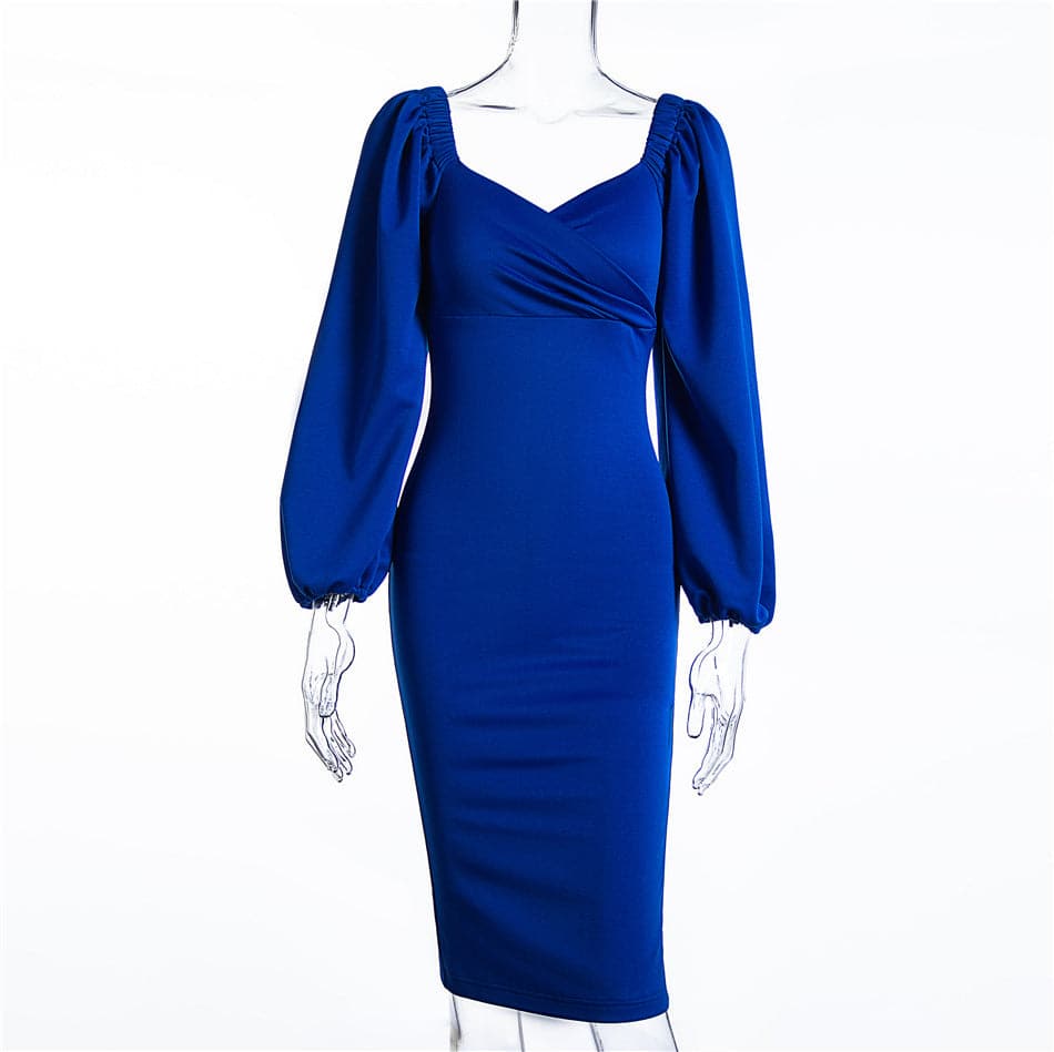 Puff Sleeve Sweetheart Ruched Bodycon Dress - View 6