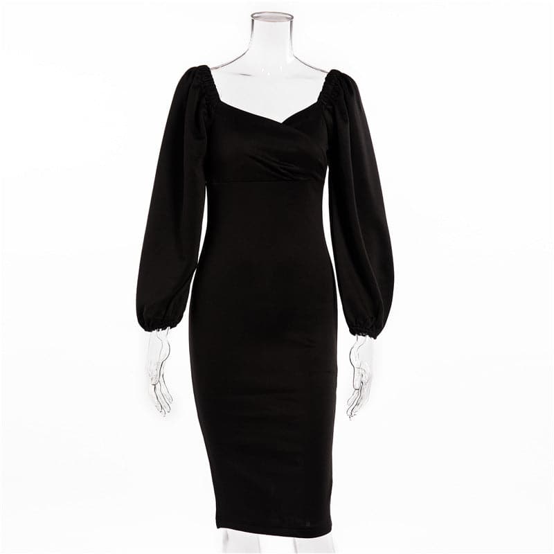 Puff Sleeve Sweetheart Ruched Bodycon Dress - View 3