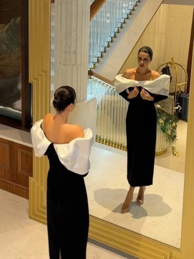 Off Shoulder Long Sleeve Contrast Wrap Ruched Velvet Bodycon Maxi Dress 5