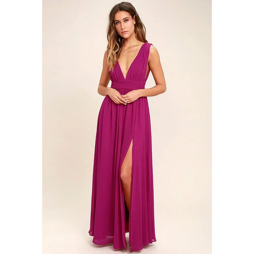 Sexy Backless Mesh Maxi Red Christmas Party Dress Purple / S Dresses-L