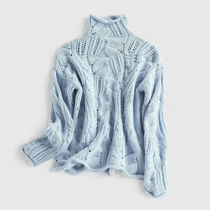 Turtleneck Cable Knit Long Sleeve Sweater 2