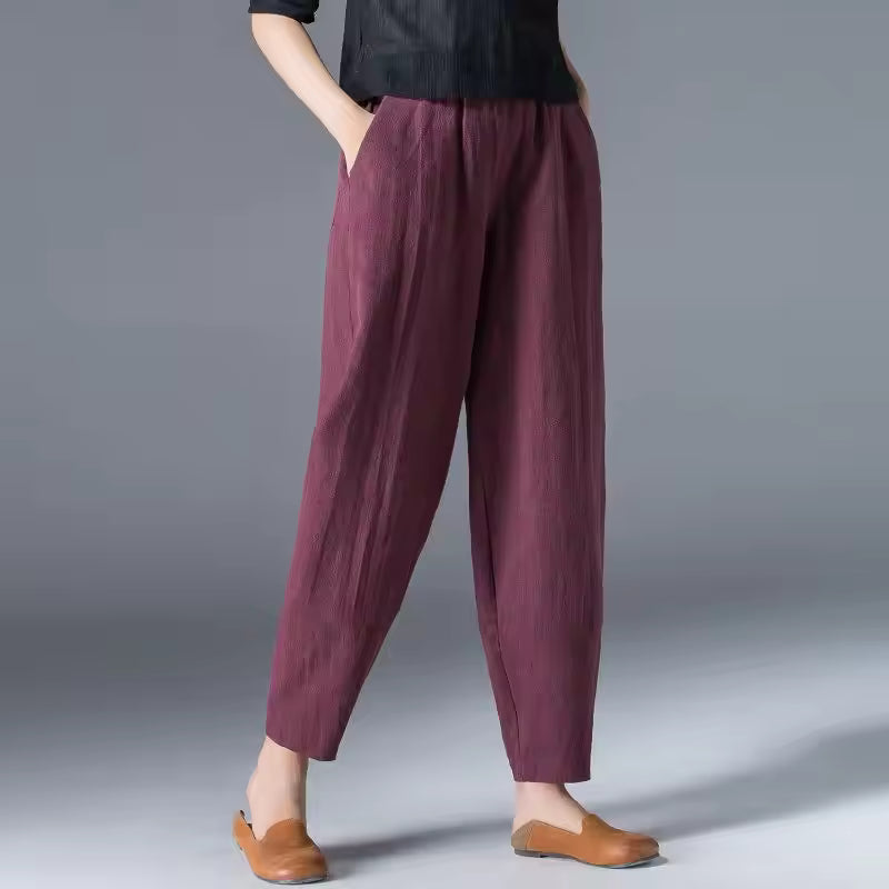High Waist Tapered Leg Pull On Pants 9