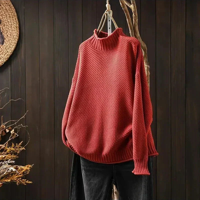 Mock Neck Chunky Knit Oversized Sweater 12