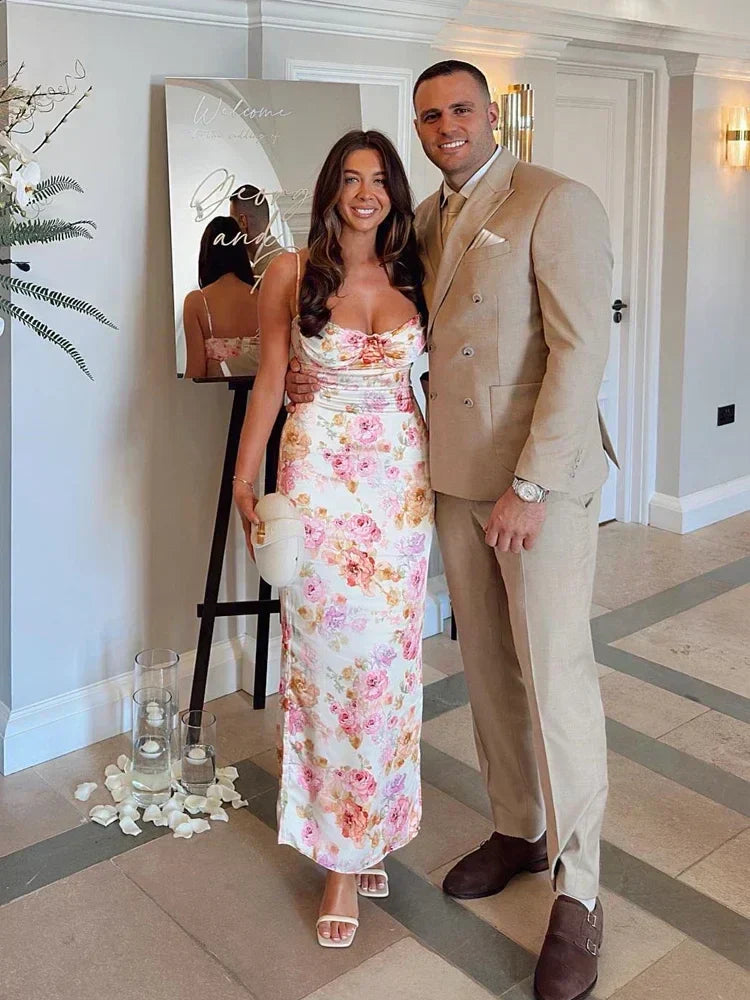 Lucy Floral Satin Maxi Dress - View 8