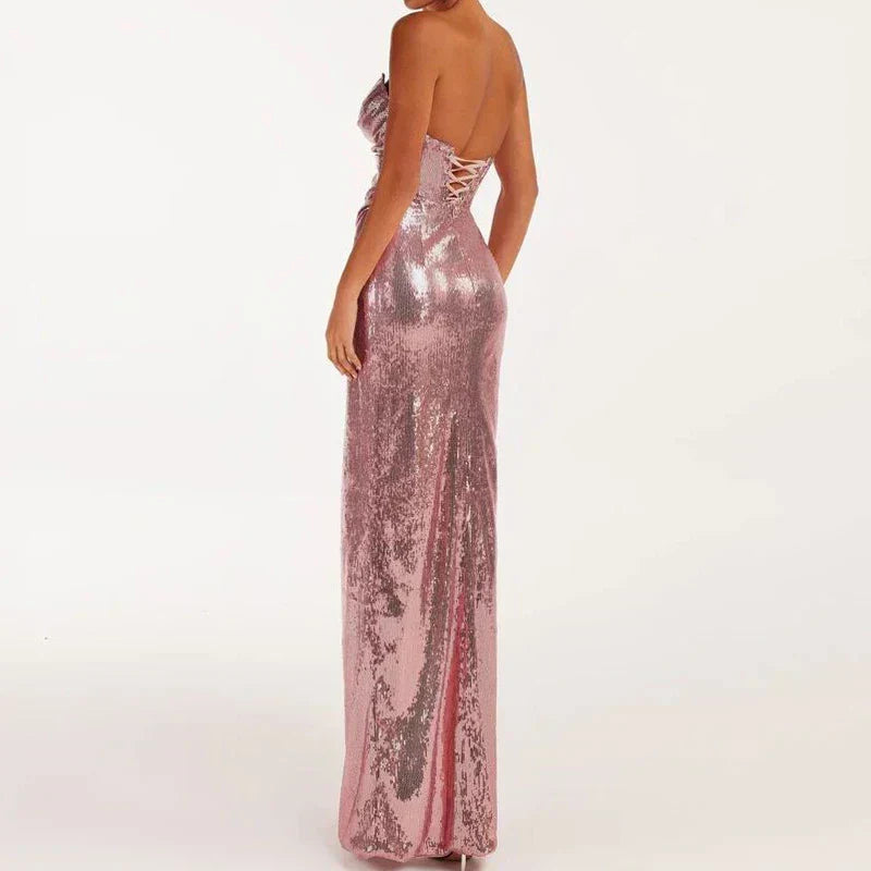 Tulle Halter Neck Tiered A-Line Maxi Dress - View 4