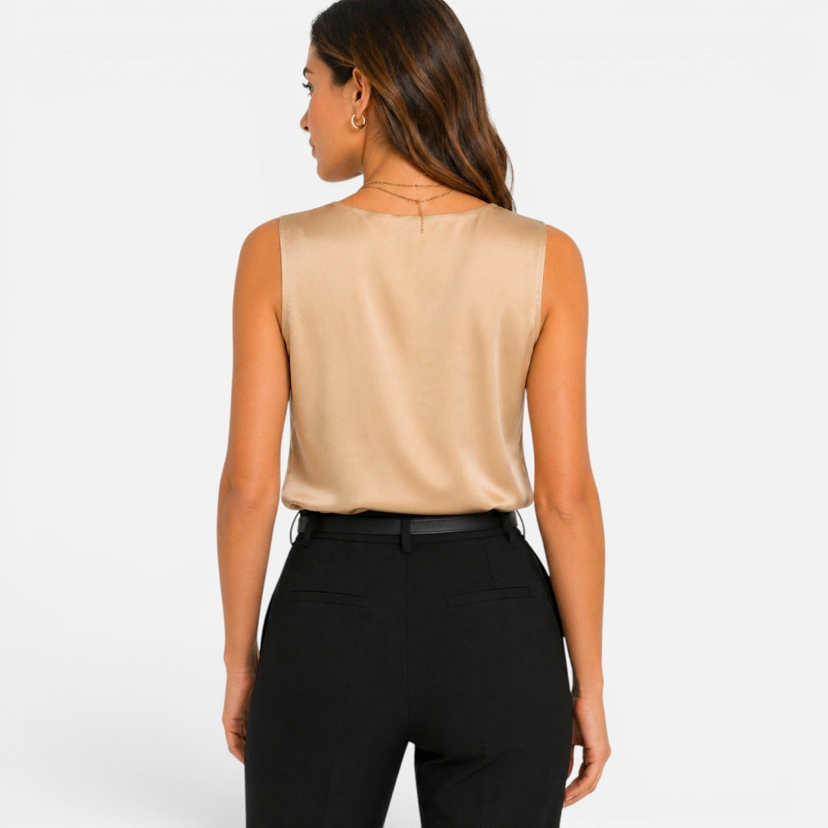 Satin V-Neck Sleeveless Blouse 11