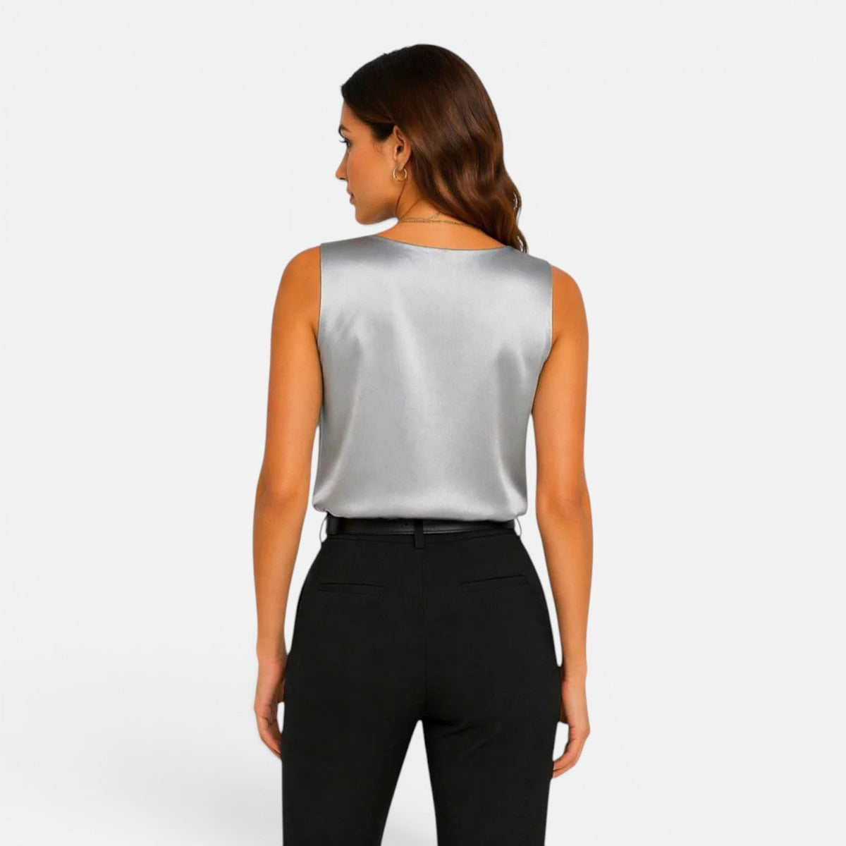 Satin V-Neck Sleeveless Blouse 5